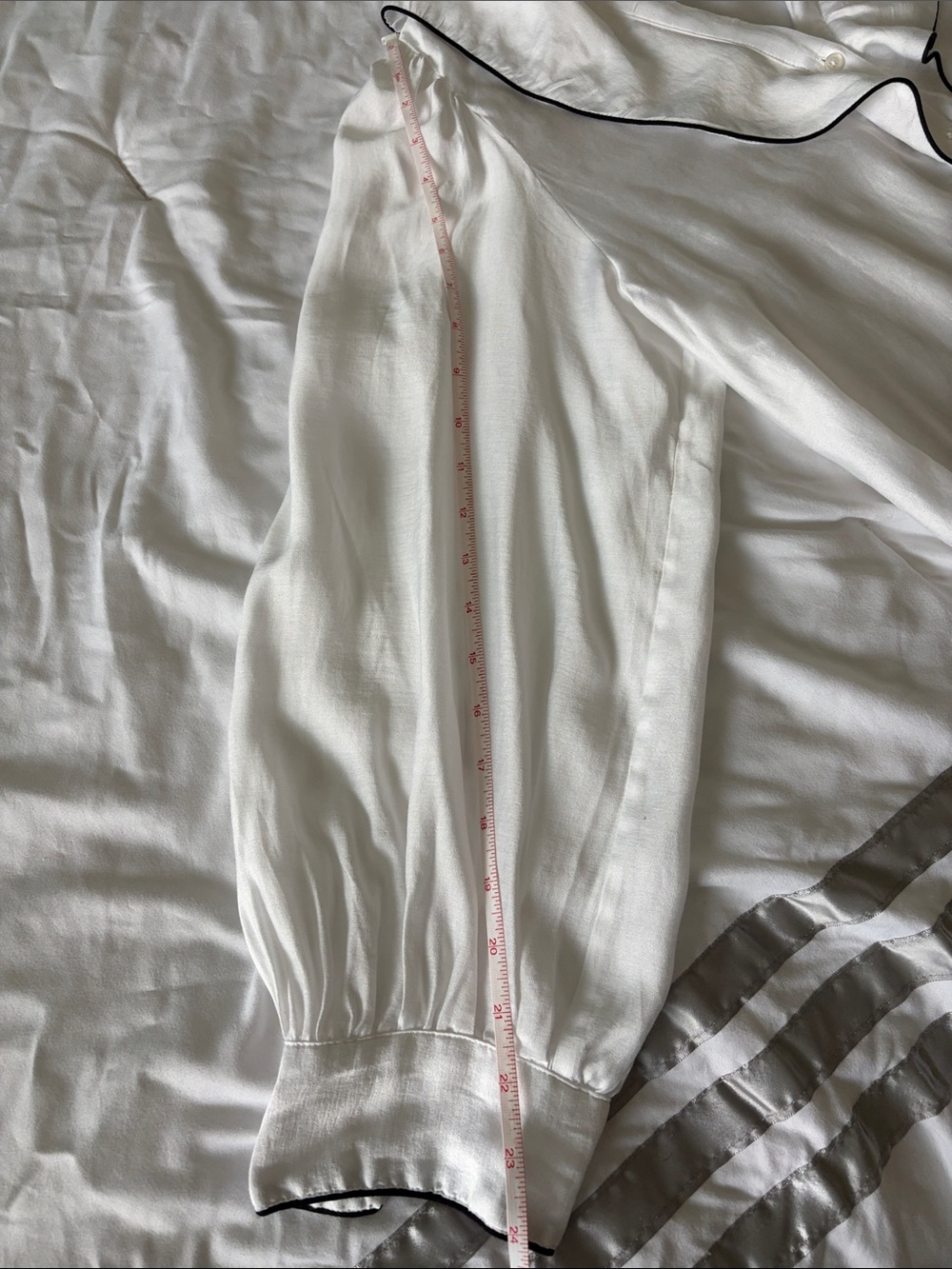 H&M White Ruffle-Trim Button Front Blouse - Picture 10 of 11